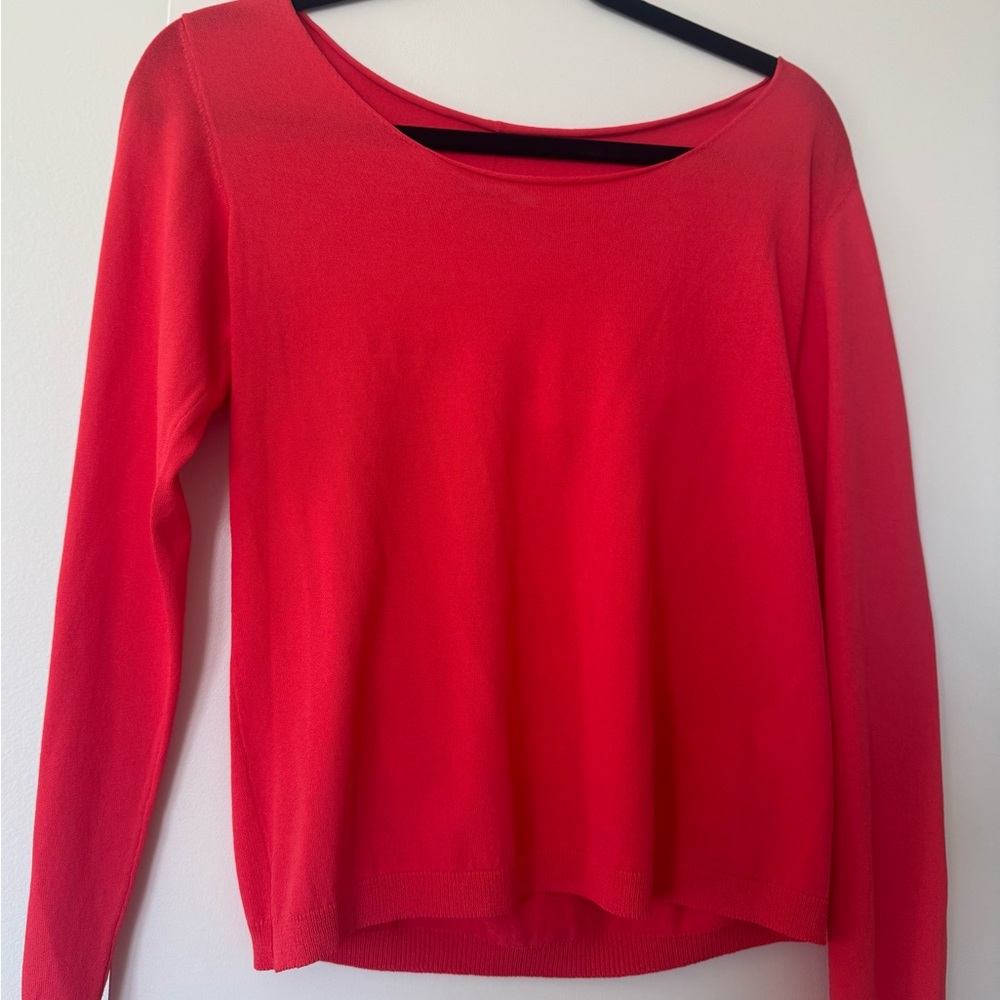 CREA Concept Women's Red Sweater viscose blend, unique cut of back design,S